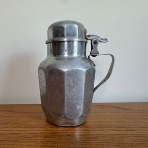 Vintage Karo Syrup Aluminum Pitcher Syrup Dispenser Hinged Lid‎ Silver